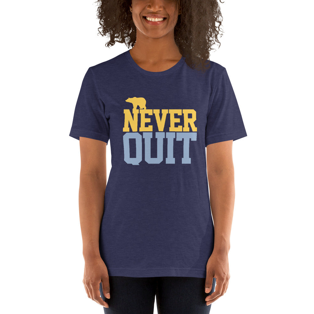 Never Quit Gold & Blue Unisex t-shirt