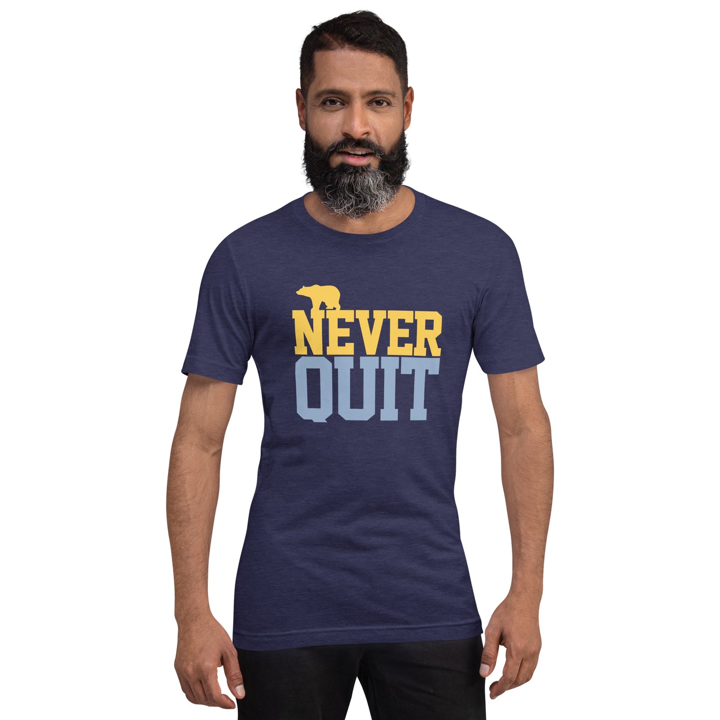 Never Quit Gold & Blue Unisex t-shirt