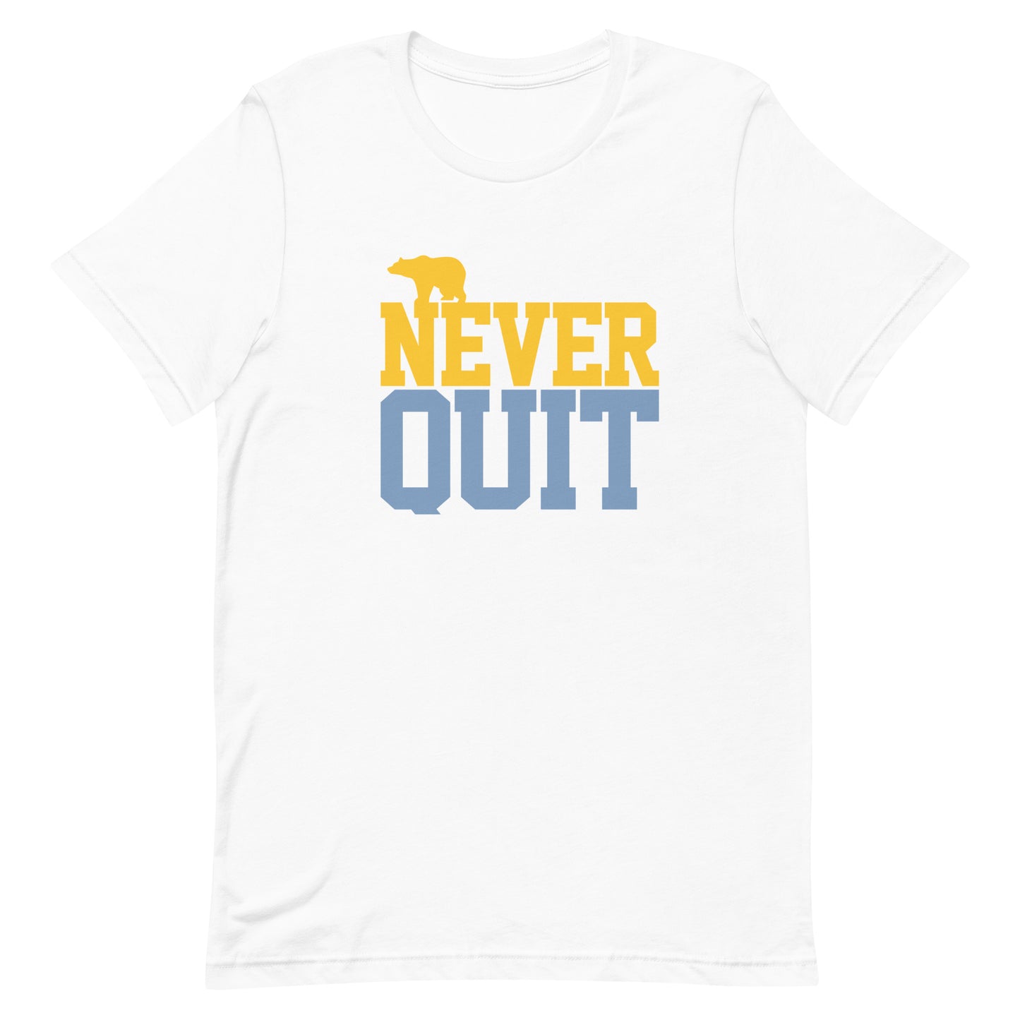 Never Quit Gold & Blue Unisex t-shirt