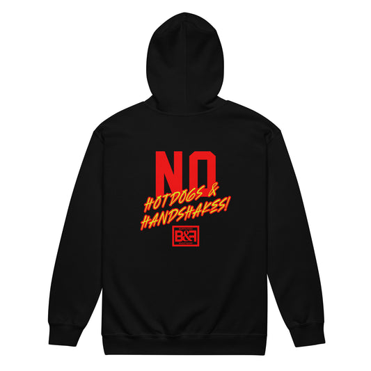 BUMP&FEED SHOOTWEAR "NO Hotdogs & Handshakes!" heavy zip hoodie