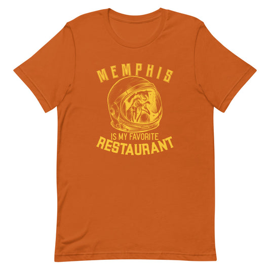 Memphis is my favorite Restaurant Chicken in Space Astronaut Helmet logo Short-sleeve unisex t-shirt