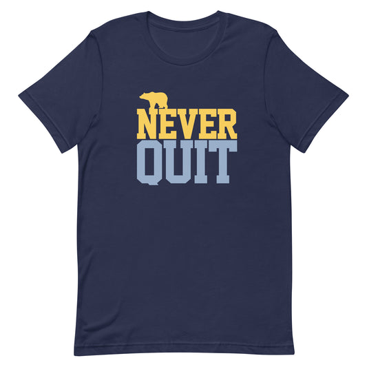 Never Quit Gold & Blue Unisex t-shirt