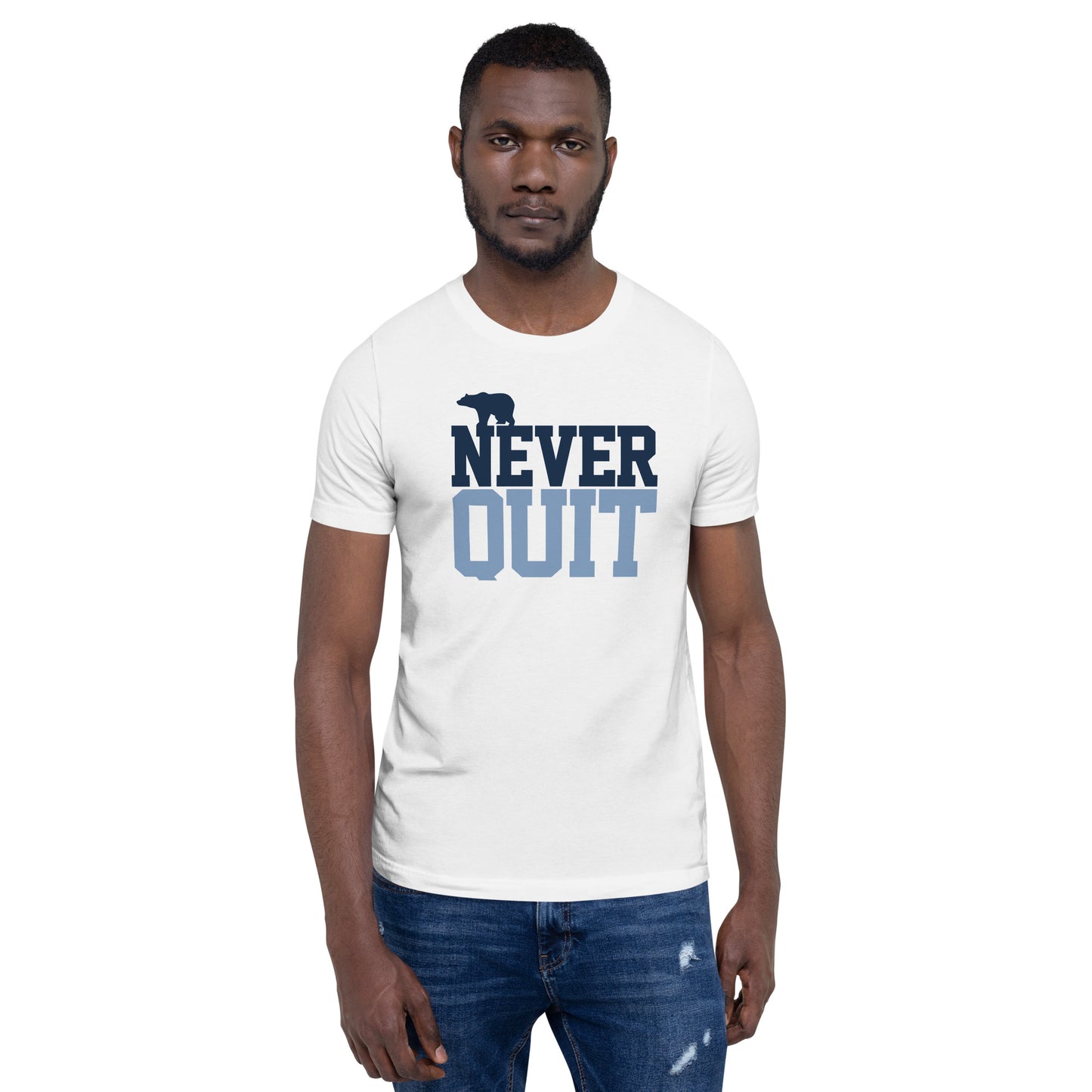 Never Quit Blue Unisex t-shirt