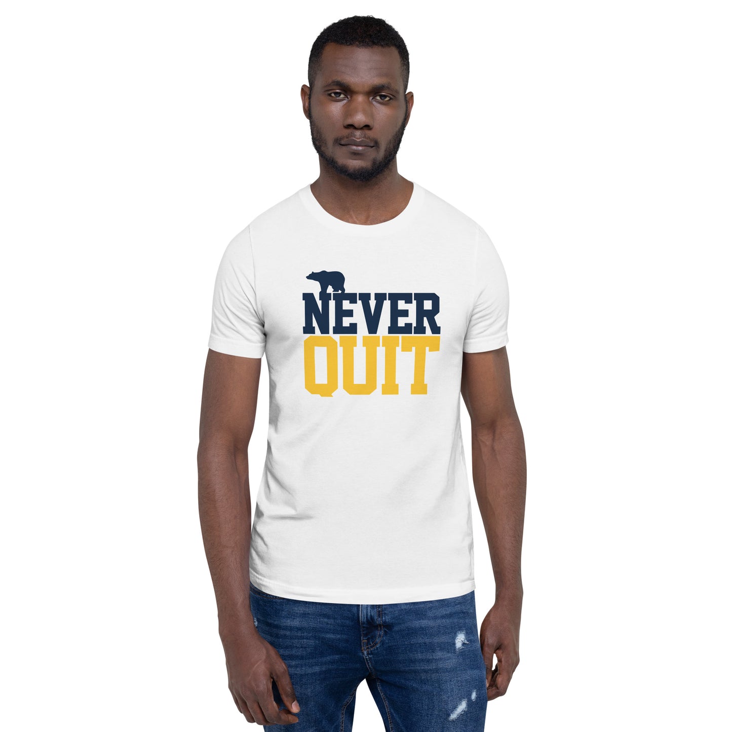 Never Quit Blue & Gold Unisex t-shirt